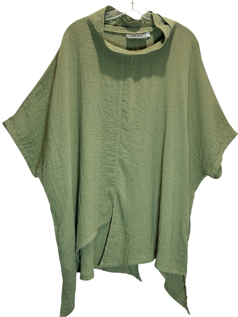 Eleven Stitch Design by Gerties Army Green Lagenlook Asymmetric Tunic - One Size